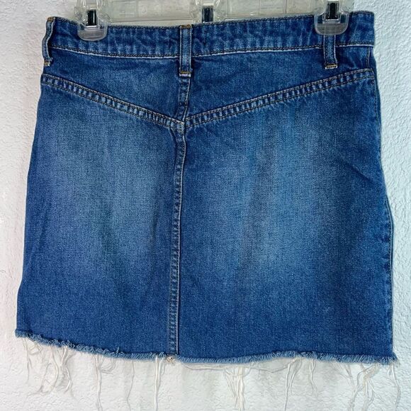 BDG Button Front Mini Medium Wash Blue Denim Skirt Women's Size S - Picture 3 of 11